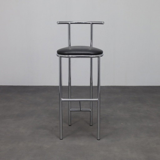 Set di 4 sgabelli da bar postmoderni in cromo, anni '90