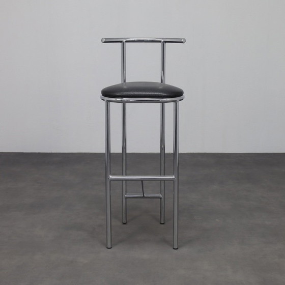 Image 1 of Satz von 4 postmodernen Barhockern in Chrom, 1990er Jahre