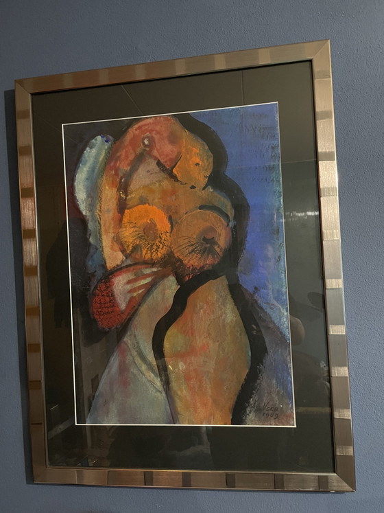 Image 1 of Large work by artist Veer 1989 Haarlem abstract and nude female signed same as the 2 small works from the inheritance