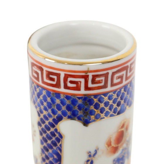 Image 1 of Small Japanese Cylinder Vase Imari Porcelain 22cm