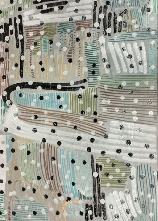 Abstraktes Gemälde 70 x 50 Bauernhofleben