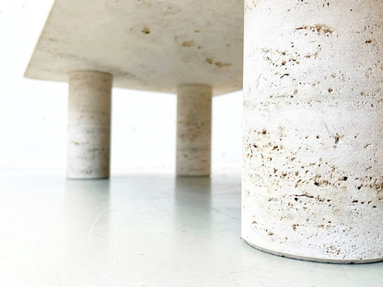 Image 1 of Travertijn salontafel van Angelo Mangiarotti voor Up & Up, Italië, jaren 70