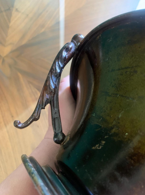 Art déco – Aegte Ildfast, Dänemark, 1930 – Patinierte Bronze und geschnitzte Griffe mit Faunmotiven, selten (photo 7 of 13)