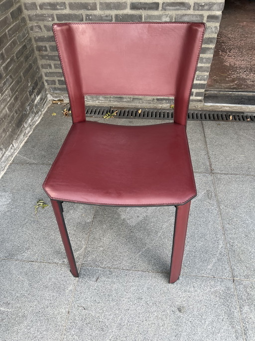 6x Esszimmerstuhl Fasem S92 Bordeaux – eetkamerstoelen, Leather, Metal