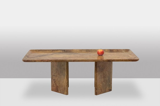 Mesa de centro rectangular de mármol Sarrancolin. Obra contemporánea.