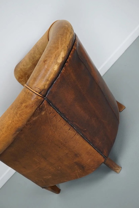 Image 1 of Vintage Nederlandse cognackleurige leren clubfauteuil