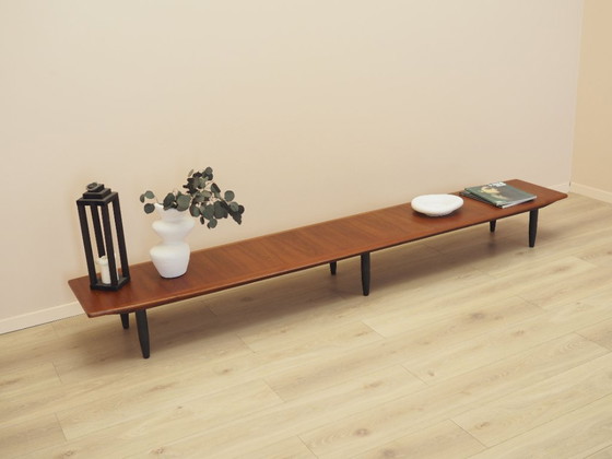Credenza danese in teak a forma architettonica bassa, design scandinavo moderno, anni '70 – Mobili TV, Legno (photo 3 of 9)