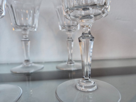 Image 1 of 6x Mid Century Val-Saint-Lambert mondgeblazen wijnglazen