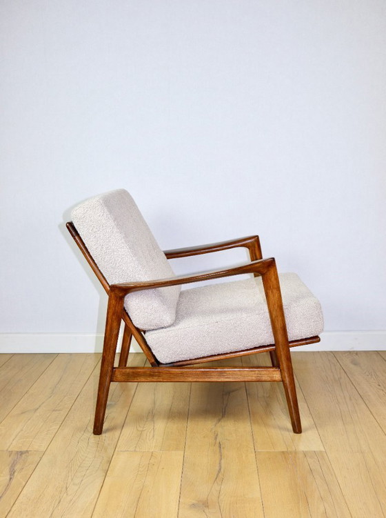 Image 1 of PRL armchair "Stefan" wooden beech vintage beige boucle - darker wood
