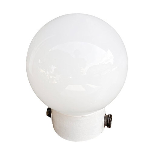 Industrial wall lamp, white, glass, FOTON, Poland, 1960s.