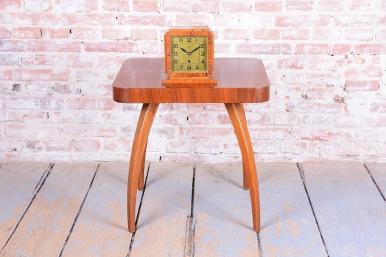 Orologio da tavolo Art Déco originale, Noce, Ottone, Vetro, Rilucidato, Ceco, Anni '20 – Kienzle, Glass, Wood (photo 5 of 10)