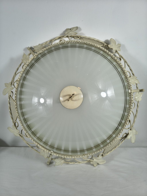 Vintage ceiling lamp Ø70 cm – Metal frame – Striped motif – Retro design