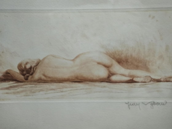 Nu allongé gravure sanguine – Lithographies et sérigraphies, Glass, Paper (photo 7 of 15)