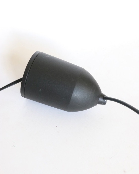 Image 1 of Lampe bol danoise vintage, suspension en métal canon de fusil, style rétro