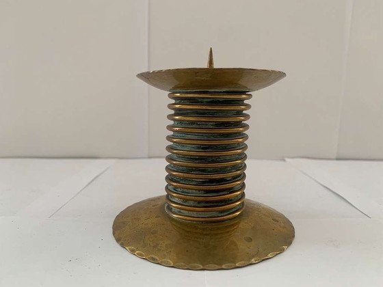 Image 1 of Candelabro/portavelas de latón, sello distintivo WK Bauhaus Art Deco.