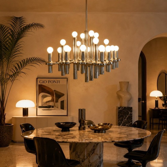Image 1 of Lustre Gaetano Sciolari 24 Feux Design Italien 1970'S