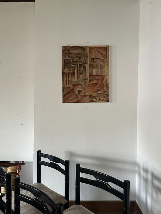 Image 1 of Abstracción cubista de Erik Tibau, Bélgica, años 70