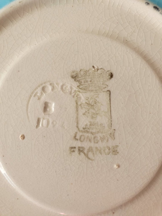 Set 5 Antieke Longwy Kop & Schotels–ca 1930–Perfecte Staat! – Decoratieve objecten, Ceramic (photo 16 of 17)