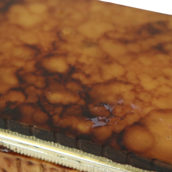 Image 1 of Scatola per fumatori vintage in alabastro arancione