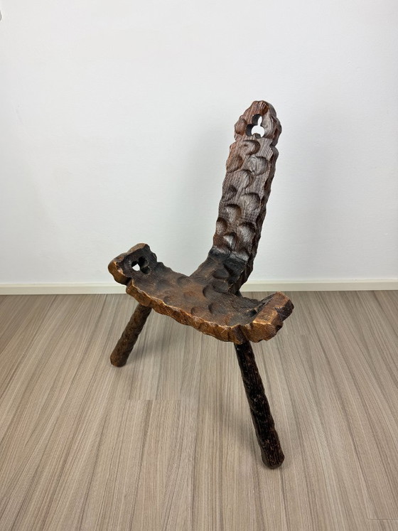 Pair of Antique Rustic Carved Wooden Chairs – Chairs and lounge chairs (photo 3 of 10)