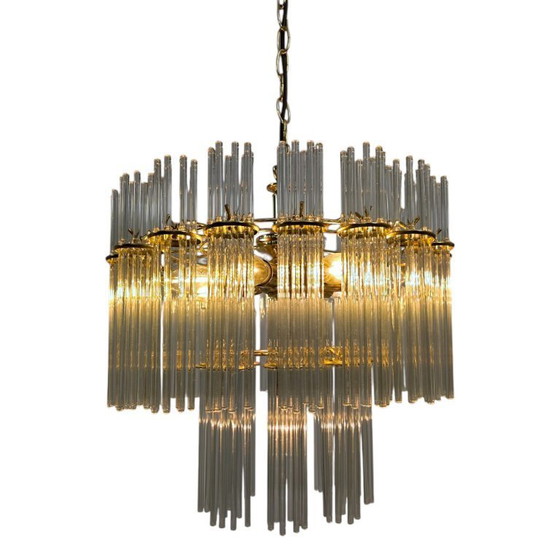 Image 1 of Lampadario Sciolari per Lightolier con bacchette in vetro anni '60