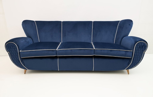 Guglielmo Ulrich Art Deco Italian Velvet Sofa, 1940s