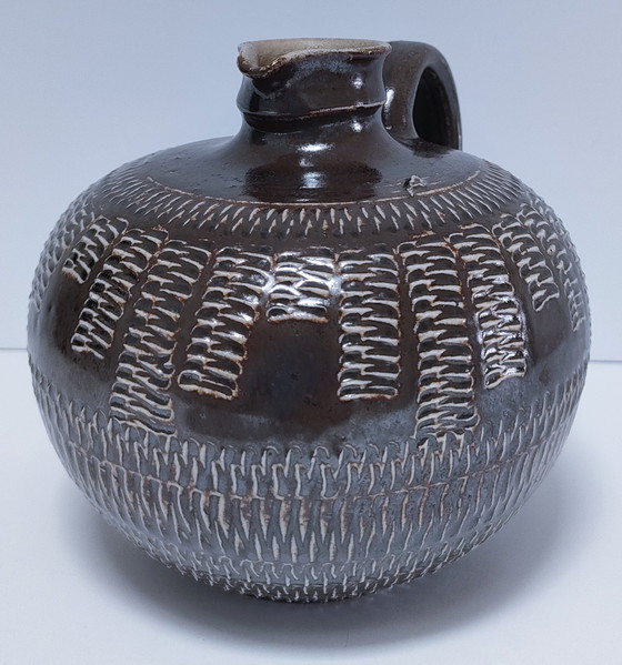 Image 1 of Brocca in gres smaltato e scarificato d&#39;epoca