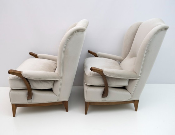 Image 1 of Attributed of Paolo Buffa Mid-Century Modern Italian Velvet Armchairs, 1950s