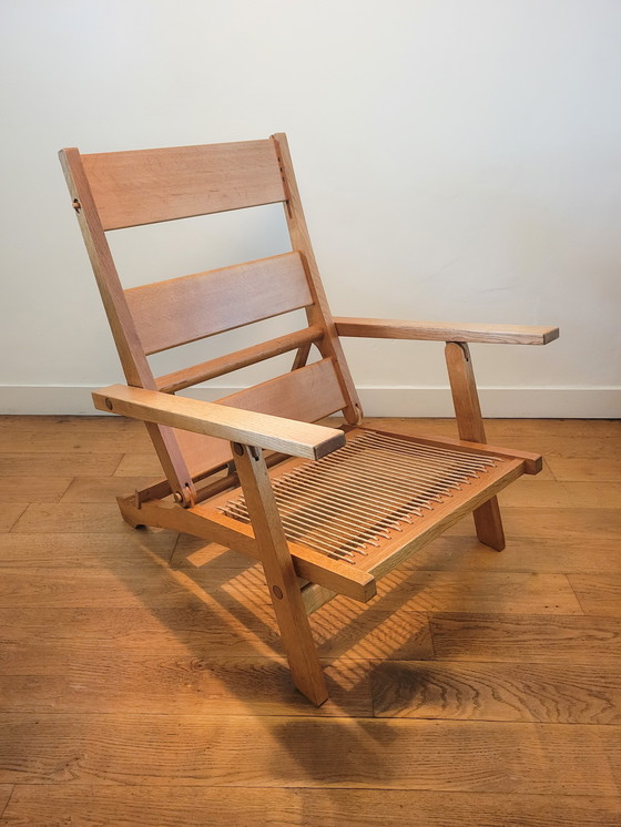 Image 1 of Fauteuil en Voetenbank van Hans J. Wegner voor AP Stolen