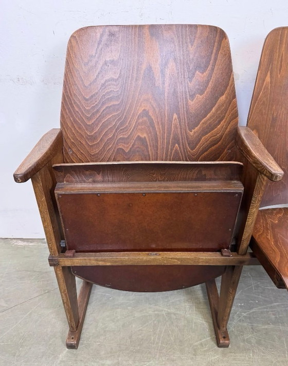 Image 1 of Vintage 3-zits bioscoopbank van Ton, jaren 60