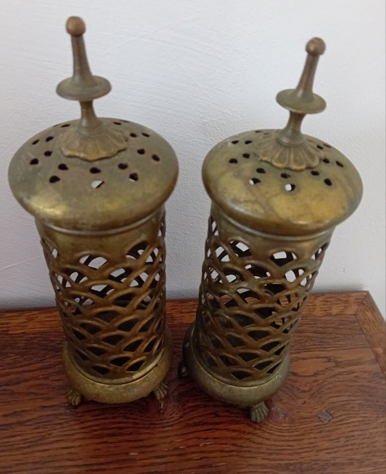 Vintage Brass Incense Burners, Decorative Objects, Gold (photo 5 of 7)