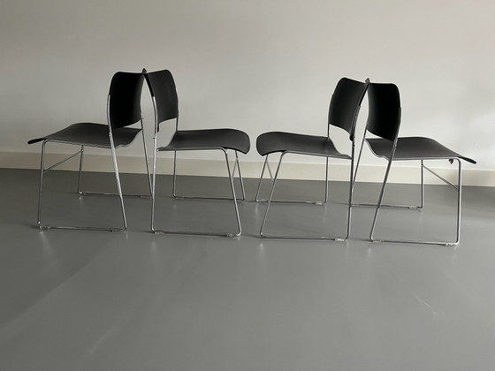 Howe 40/4 Stuhl von David Rowland, Esszimmerstühle, Kunststoff, Chrom, Schwarz (Foto 2 von 7)