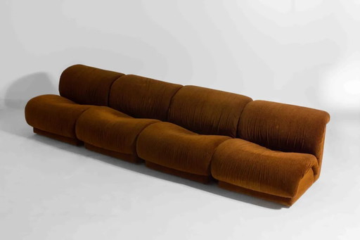 Ensemble de canapés modulaires en tissu brun rouille par Doimo, Italie (1970)
