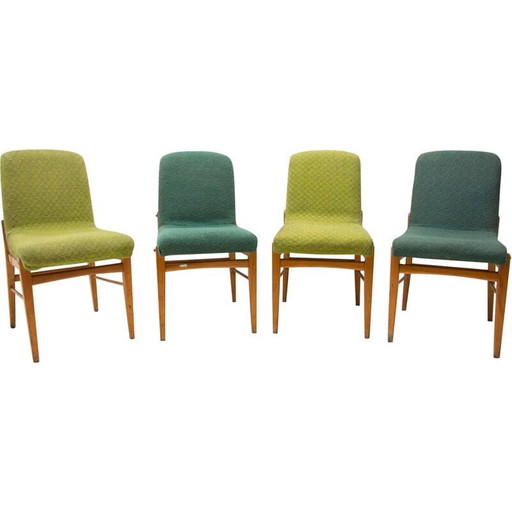 Set di 4 sedie vintage in faggio di Miroslav Navrátil, Cecoslovacchia 1960