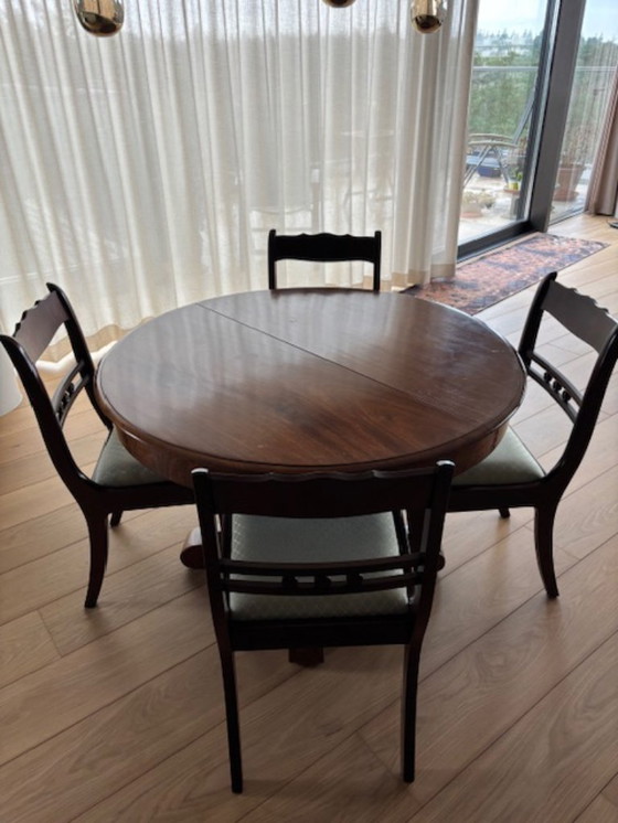 Image 1 of antique mahogany table with six chairs
