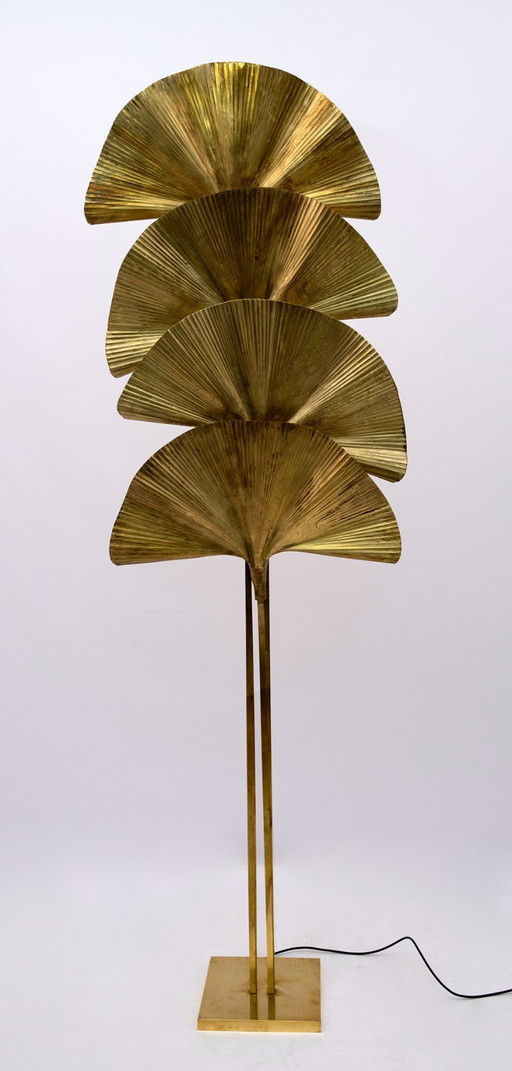Tommaso Barbi Mid Century Modern Italienische Stehleuchte aus Messing "Ginkgo", 1970er Jahre