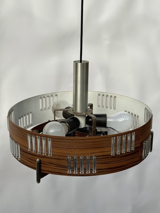 Image 1 of Mid Century Teak Pendant Lamp | Scandinavian German Design | 1960s 1970s MCM | Schmahl & Schulz Style