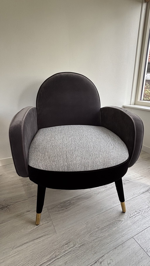 2x Zuiver Sam Fauteuil. Zwart/grijs.