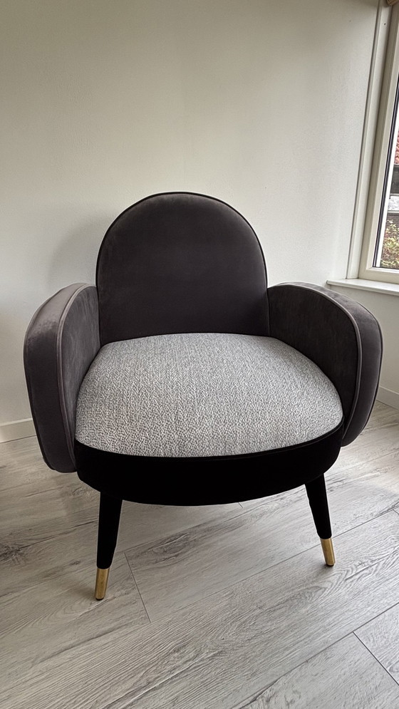Image 1 of 2x Zuiver Sam Fauteuil. Zwart/grijs.