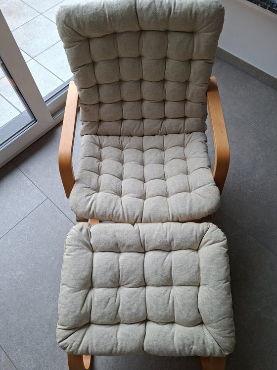 Poltrona lounge scandinava vintage + poggiapiedi anni 60/70 – Divani 2 posti, Textile, Wood (photo 20 of 22)
