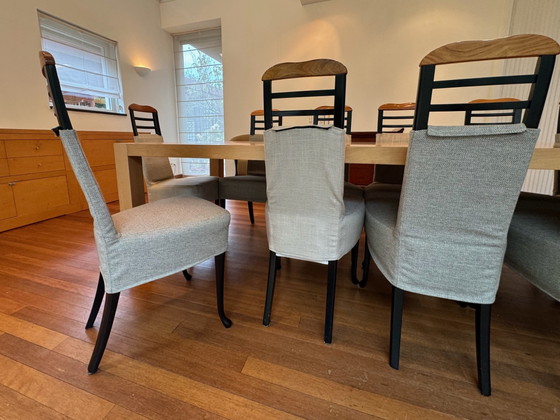 Tavolo da pranzo e 12 sedie Giorgetti, Set da pranzo, Tessile, Legno, Beige (foto 4 di 5)
