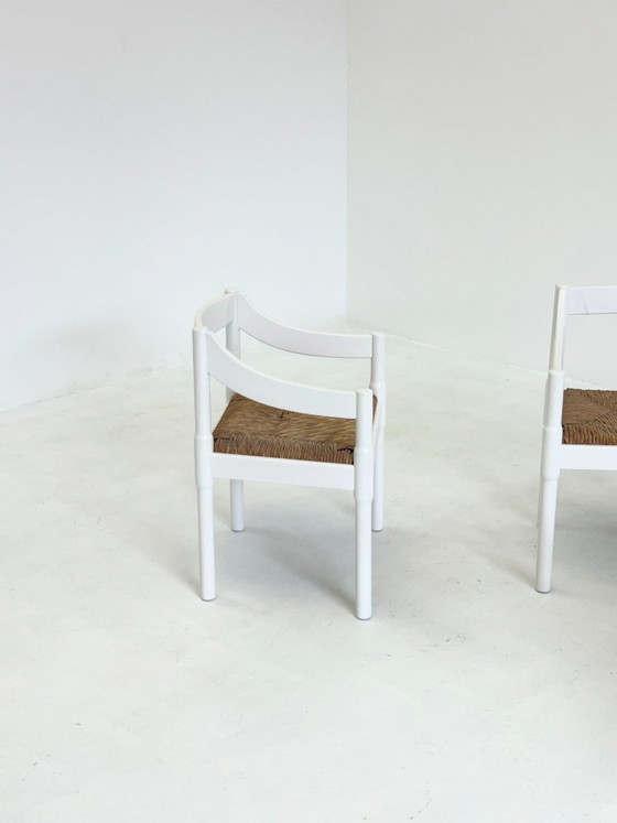 Image 1 of Set of two Carimate chairs by Vico Magistretti in white