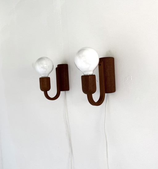 2x Vintage Teak Wall Lamp, Domus '70