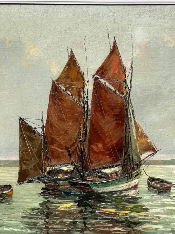 Albert Bern ( ) "Paesaggio marino". Impressionismo. – Dipinti e disegni, Canvas, Vintage (photo 3 of 8)