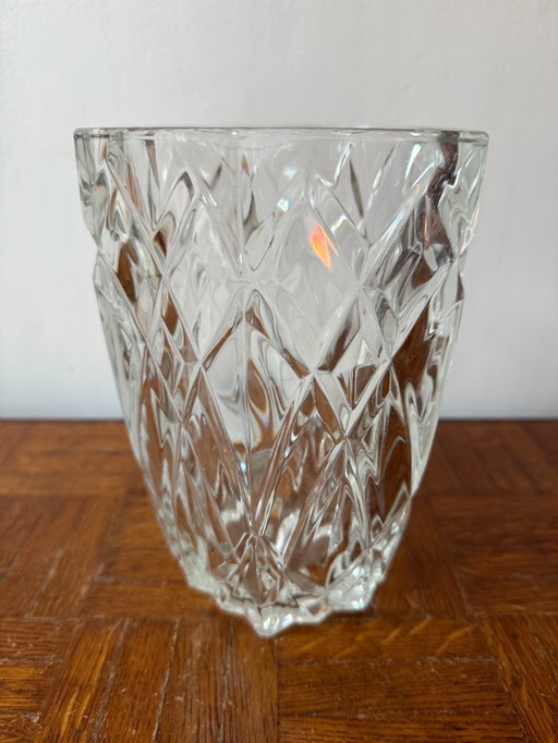 Clear vase made of cut glass