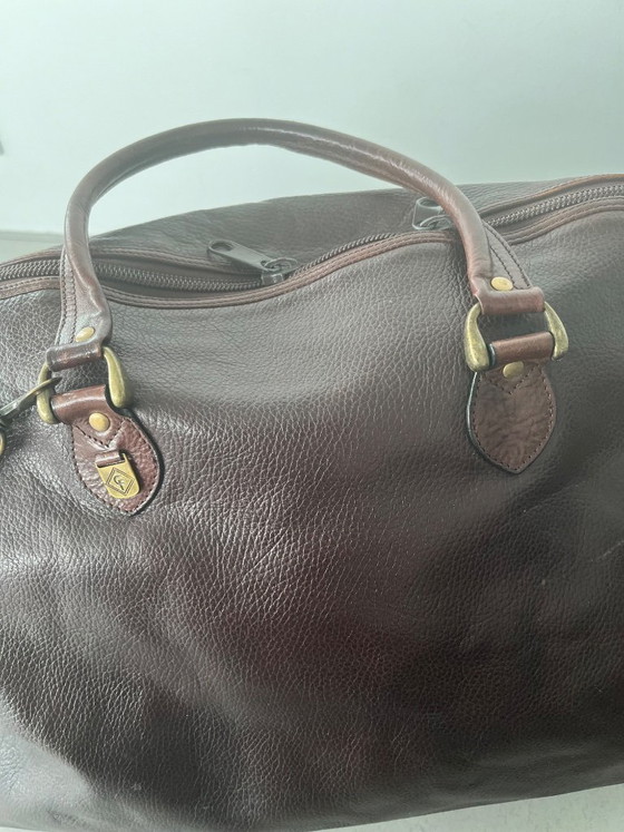 Image 1 of brown leather travel bag from Candy Corson leather atelier Amsterdam