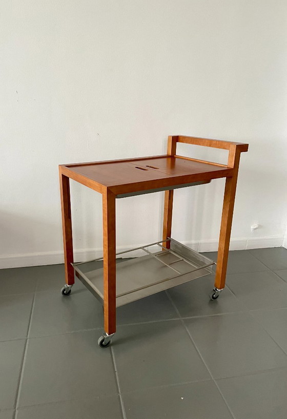 Image 1 of Chariot de bar vintage au design scandinave avec glacière intégrée en métal