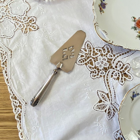 Image 1 of Tweekleurige verzilverde Art Deco taart- of taartschep