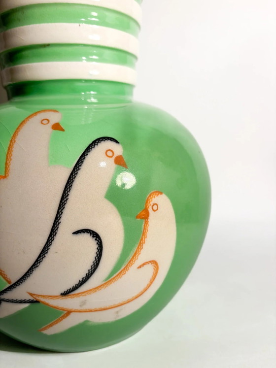 Vase sphérique en céramique verte Pucci Umbertide vintage des années 1940 avec bord évasé (photo 6 of 13)