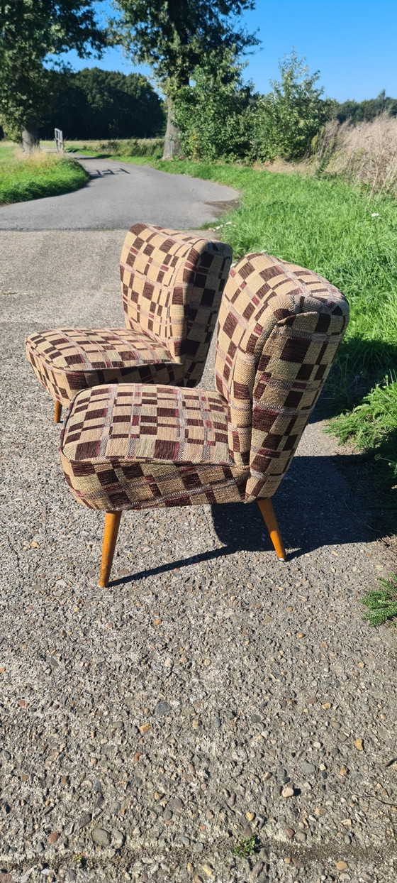 Set of 2 Cocktail Chairs '50 – Armchairs, Textile, Wood (photo 3 of 8)